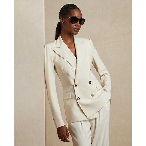 Ralph Lauren Camden Wool Crepe Jacket In Lux Cream