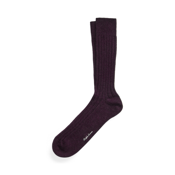 Ralph Lauren Ribbed Cashmere-blend Dress Socks In Bordeaux