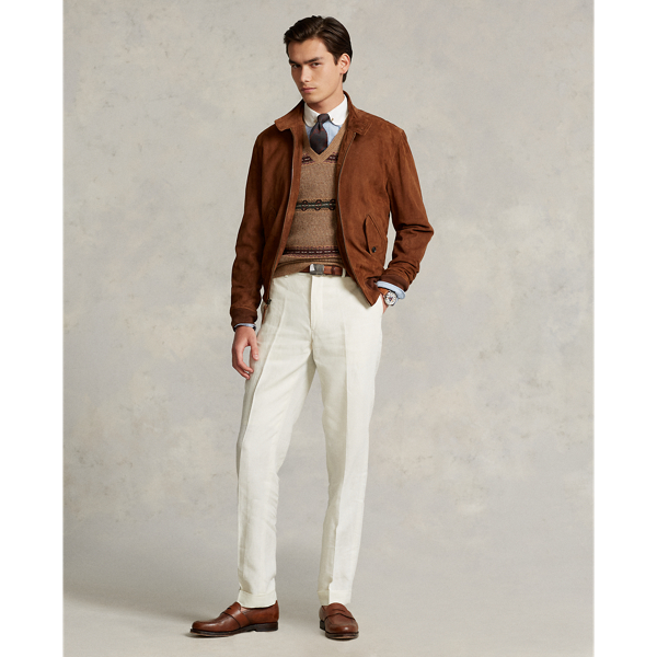 Ralph Lauren Linen Suit Trouser In Parchment Cream