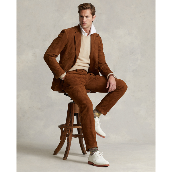 Polo Ralph Lauren Suede Suit Trouser In New Pale Russet