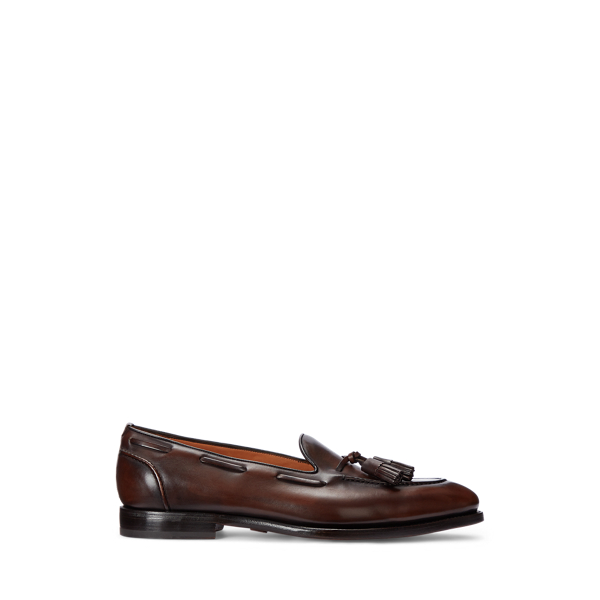 Ralph Lauren Luther Tassel Burnished Calfskin Loafer In Dark Brown