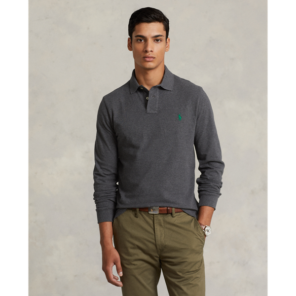 Ralph Lauren Custom Slim Fit Mesh Polo Shirt In Barclay Heather