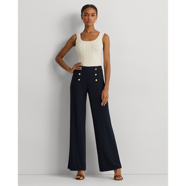 Lauren Ralph Lauren Stretch Jersey Wide-leg Pant In Lauren Navy | ModeSens