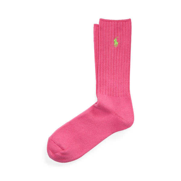 Polo Ralph Lauren Signature Pony Cotton-blend Crew Socks In Pink