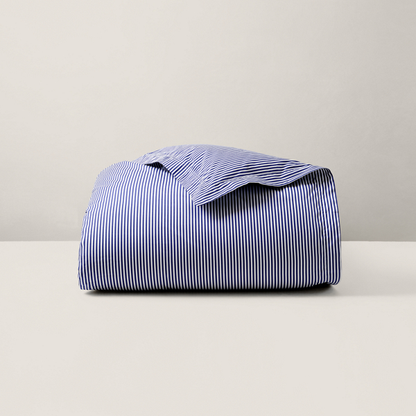 Polo Ralph Lauren Organic Cotton Shirting Stripe Duvet In Navy/white