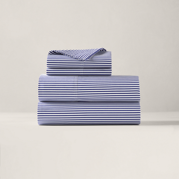 Polo Ralph Lauren Organic Cotton Shirting Stripe Sheeting In Navy/white