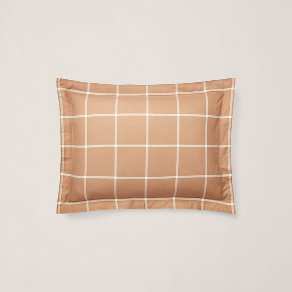 Polo Ralph Lauren Modern Equestrian Bedding Windowpane Sham In Camel And Cream