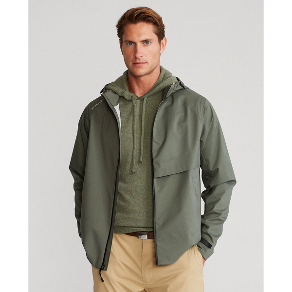 Rlx Golf Water-repellent Hooded Jacket In Fossil Green