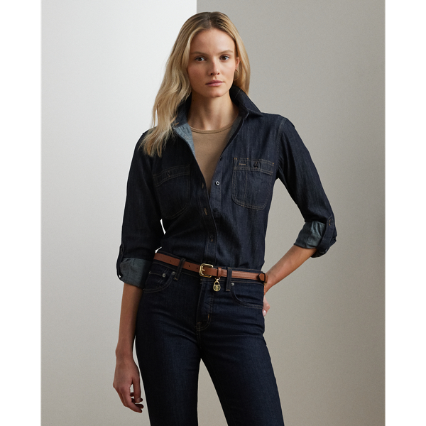 Ralph Lauren Denim Shirt In Dark Rinse Wash