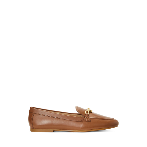 Lauren Ralph Lauren Averi Leather Loafers In Deep Saddle Tan