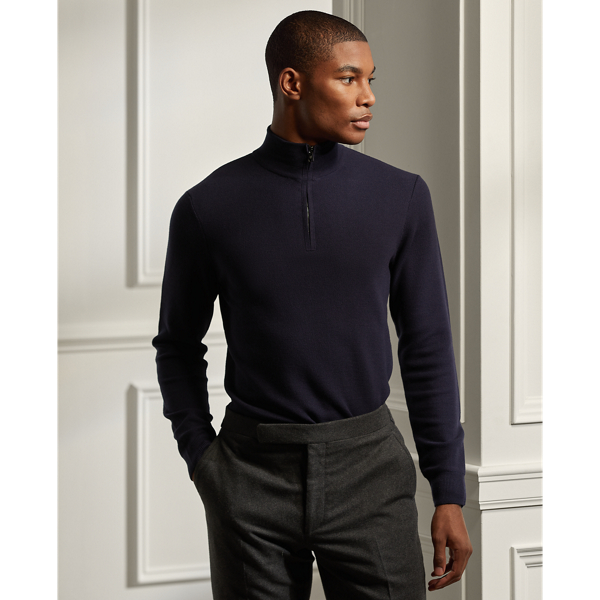 POLO RALPH LAUREN WOOL PIQUÉ QUARTER-ZIP SWEATER 0044037141