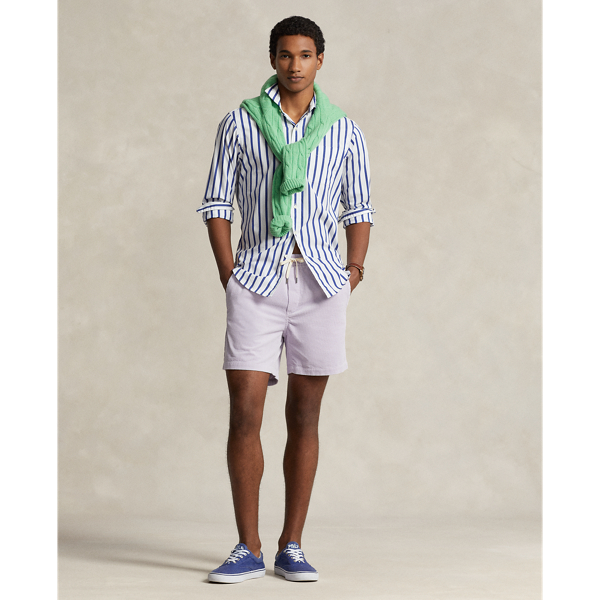 Polo Ralph Lauren White/pink Striped Swim Trunks In Summer Lilac