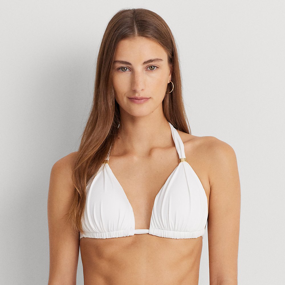 Lauren Ralph Lauren Halter Bikini Top In White