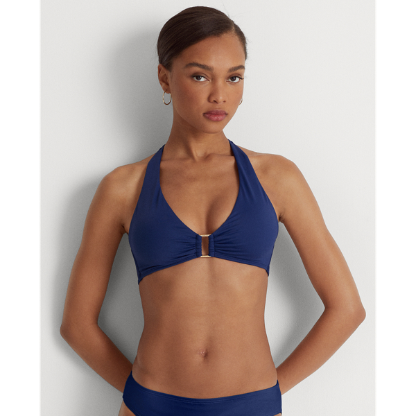 Ralph Lauren Ring-front Halter Bikini Top In Sapphire
