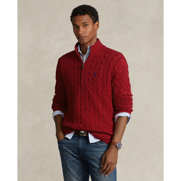 Ralph Lauren Cable-knit Cotton Sweater In Park Avenue Red