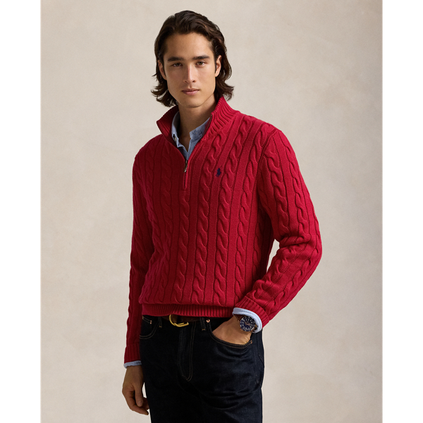 Ralph Lauren Cable-knit Cotton Sweater In Park Avenue Red