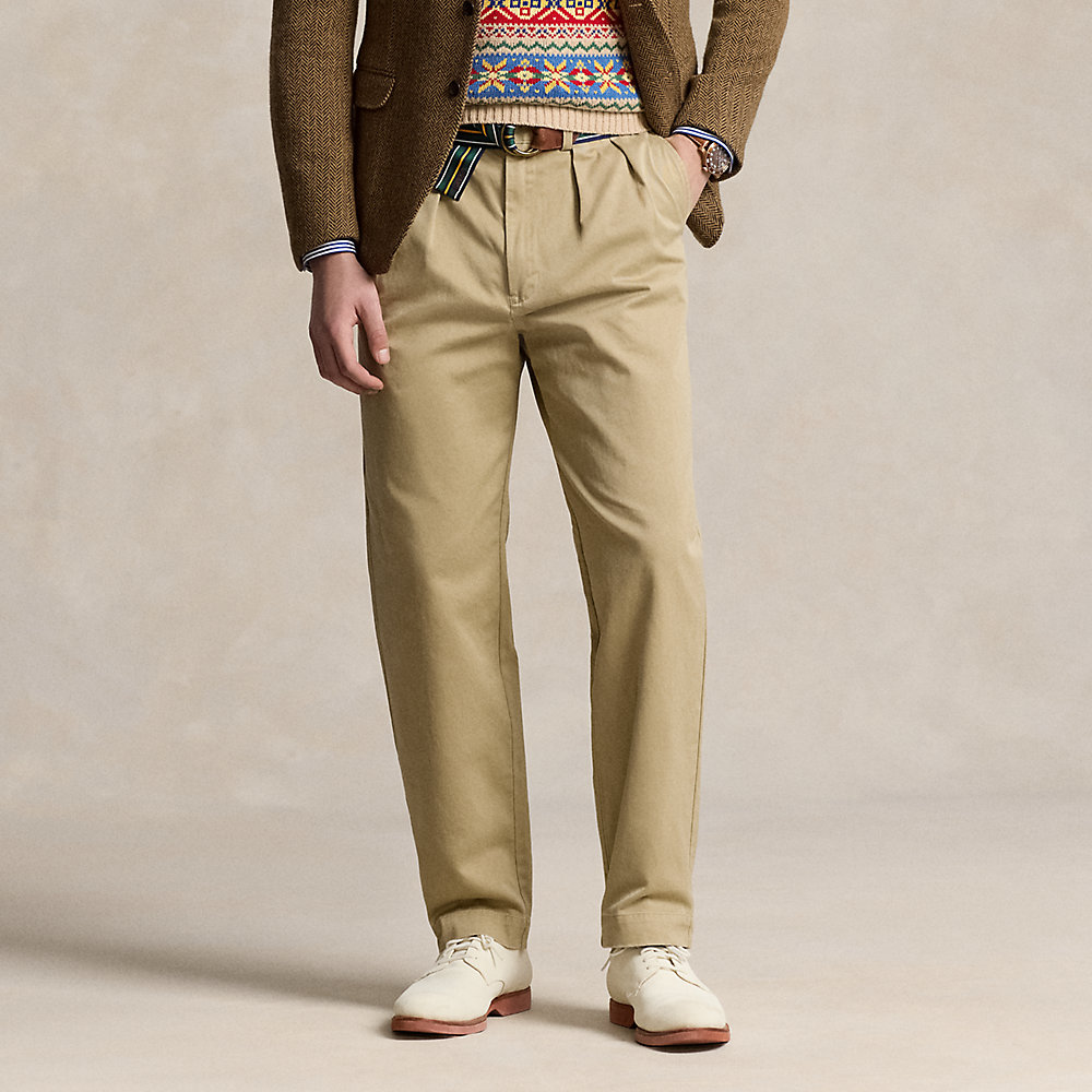 Ralph Lauren Whitman Relaxed Fit Pleated Chino Pant In Rl Khaki