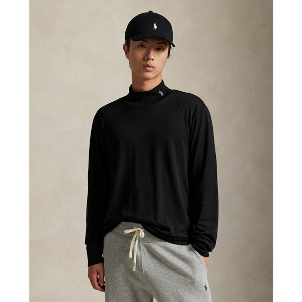 Polo Ralph Lauren Soft Cotton Mockneck Shirt In Polo Black