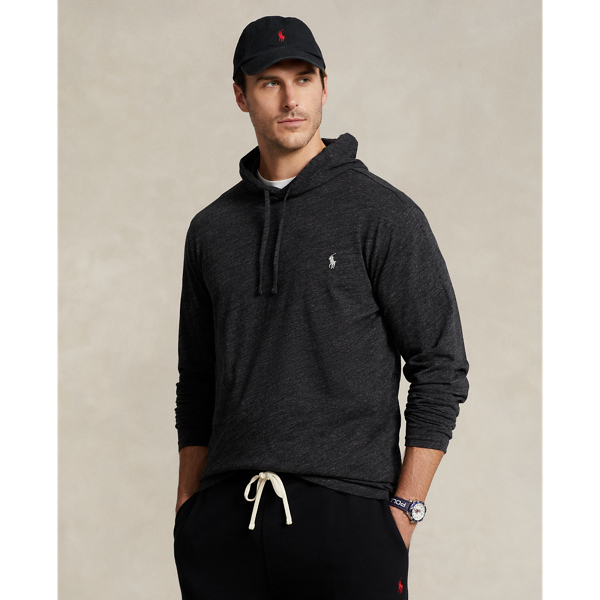 Polo Ralph Lauren Jersey Hooded T-shirt In Black Marl Heather