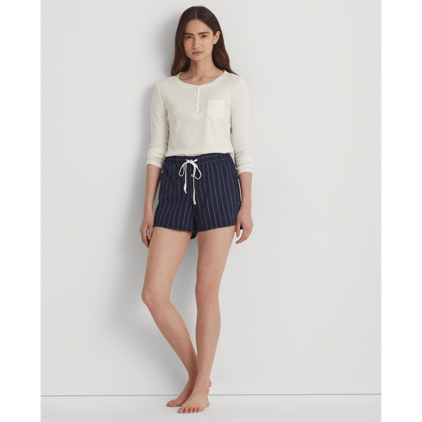 Ralph Lauren Striped Cotton-blend Sleep Short In Navy Stripe