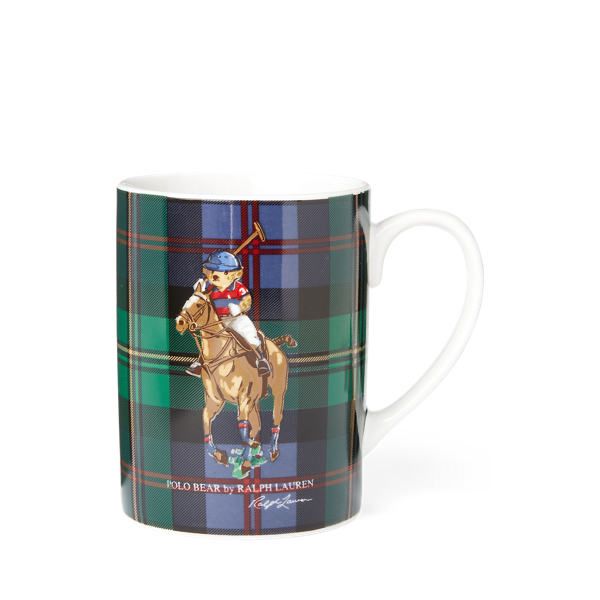 Polo Ralph Lauren Tartan Polo Bear Mug In Green Multi