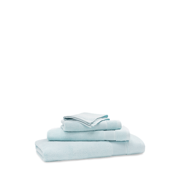 Shop Ralph Lauren Sanders Bath Towels & Mat In Solid Lagoon Blue