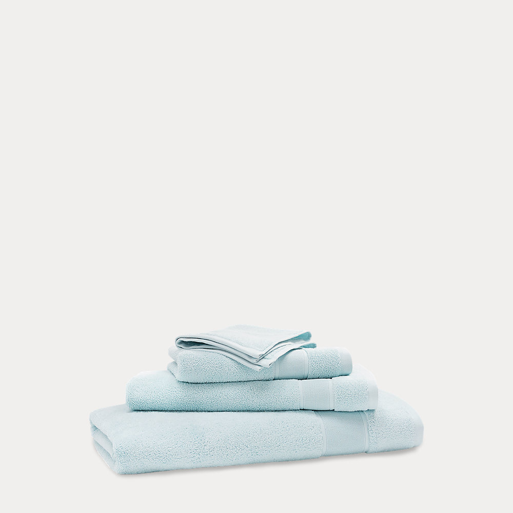 Ralph Lauren Sanders Bath Towels & Mat In Solid Lagoon Blue