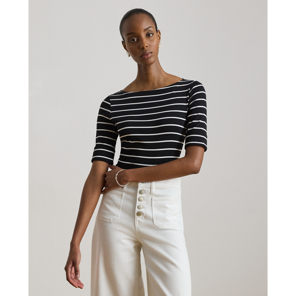 Maglietta a Righe Ralph Lauren con Scollo a Barchetta