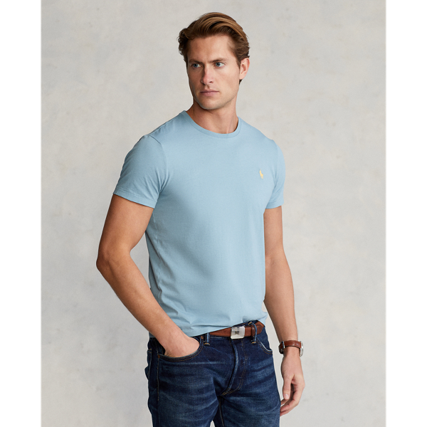 Ralph Lauren Custom Slim Fit Jersey Crewneck T-shirt In Blue Note