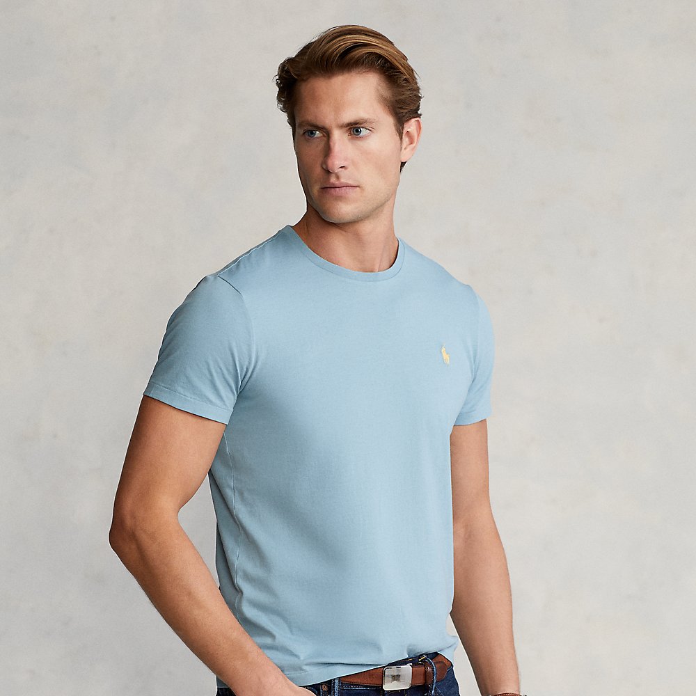 Ralph Lauren Custom Slim Fit Jersey Crewneck T-shirt In Blue Note