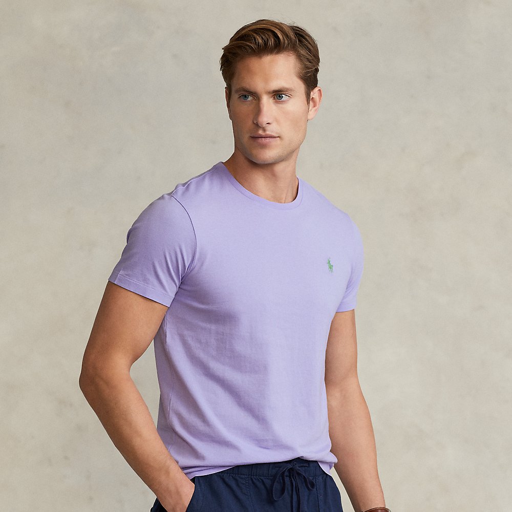Ralph Lauren Custom Slim Fit Jersey Crewneck T-shirt In Sky Lavender