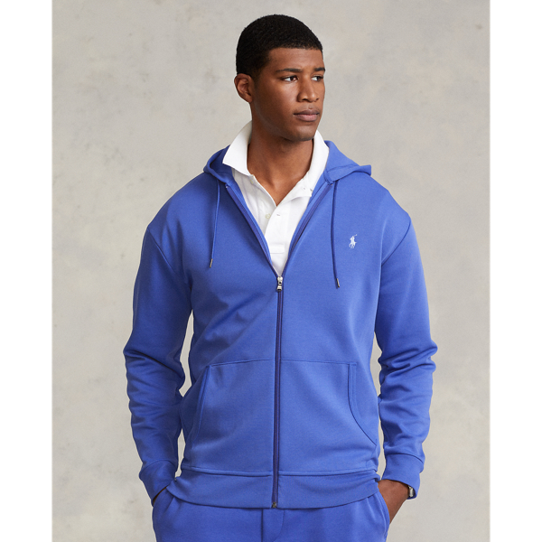 Polo Ralph Lauren Double knit Full zip Hoodie In Liberty Blue