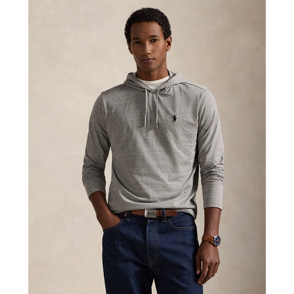 Ralph Lauren Jersey Hooded T-shirt In Dark Vintage Heather