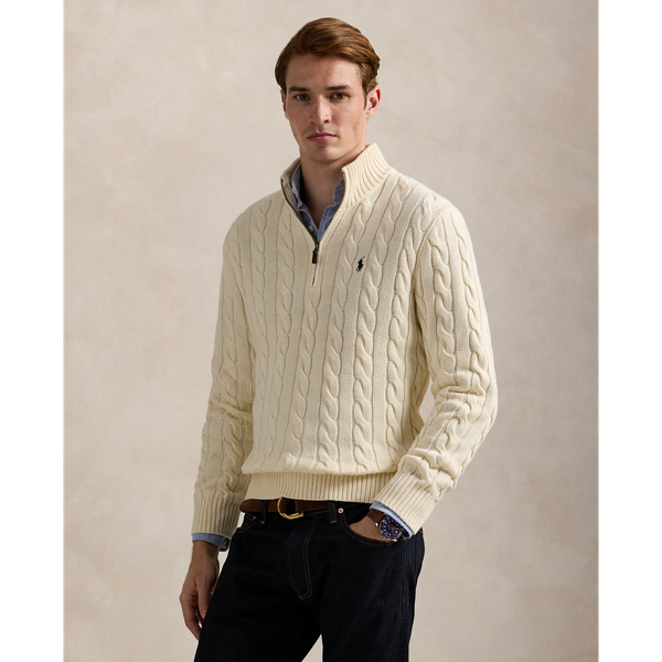 This chunky-knit cotton layer features our iconic cable design and signature embroidered Pony.