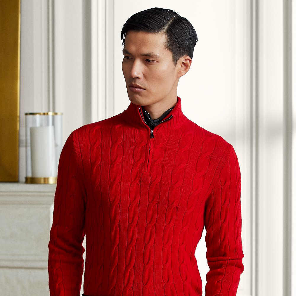 Ralph Lauren Cable-knit Cashmere Quarter-zip Sweater In Ralph Lauren Cable-knit Cashmere Quarter-zip Sweater In