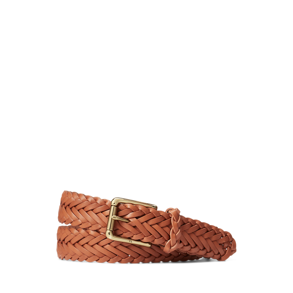 Ralph Lauren Sportsman Braided Leather Belt In Gold