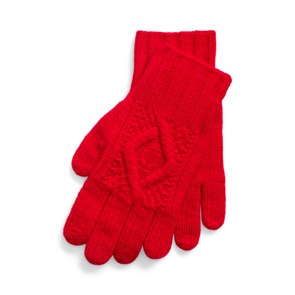 Ralph Lauren Hand-knit Cable Cashmere Gloves In Classic Red