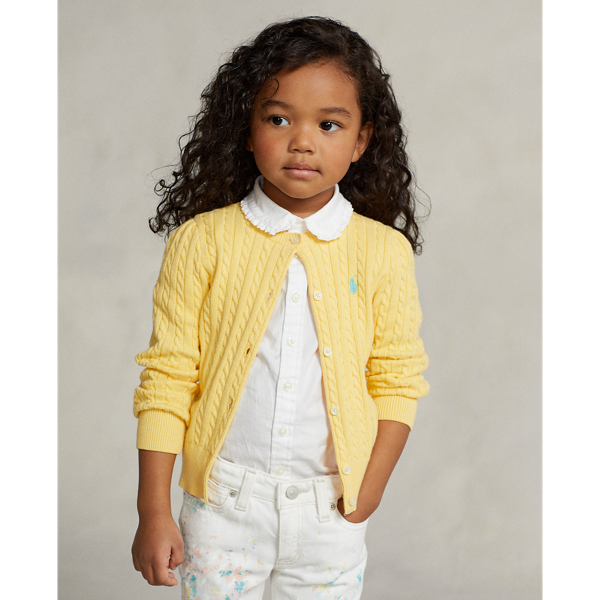 Polo Ralph Lauren Kids' Mini-cable Cotton Cardigan In Corn Yellow