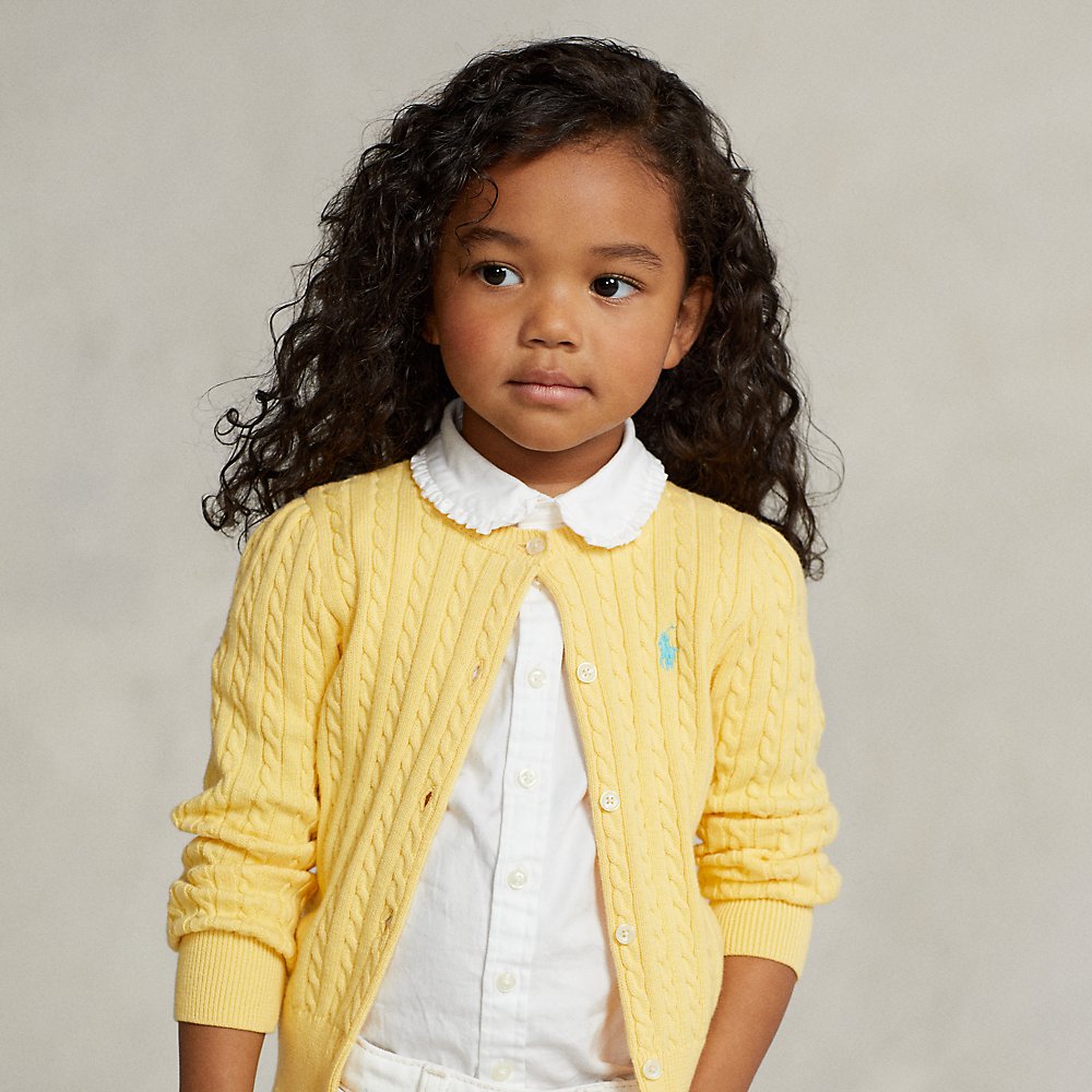 Polo Ralph Lauren Kids' Mini-cable Cotton Cardigan In Corn Yellow | ModeSens