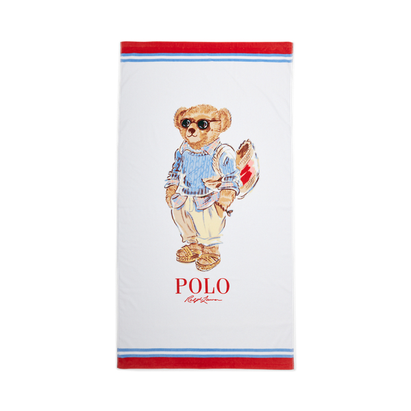 Shop Ralph Lauren Beach Girl Polo Bear Beach Towel In White/multi