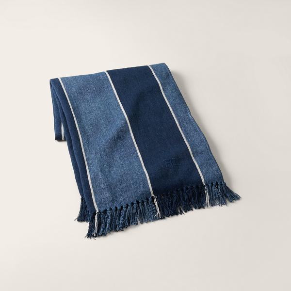 Ralph Lauren Collin Stripe Throw Blanket In Blue