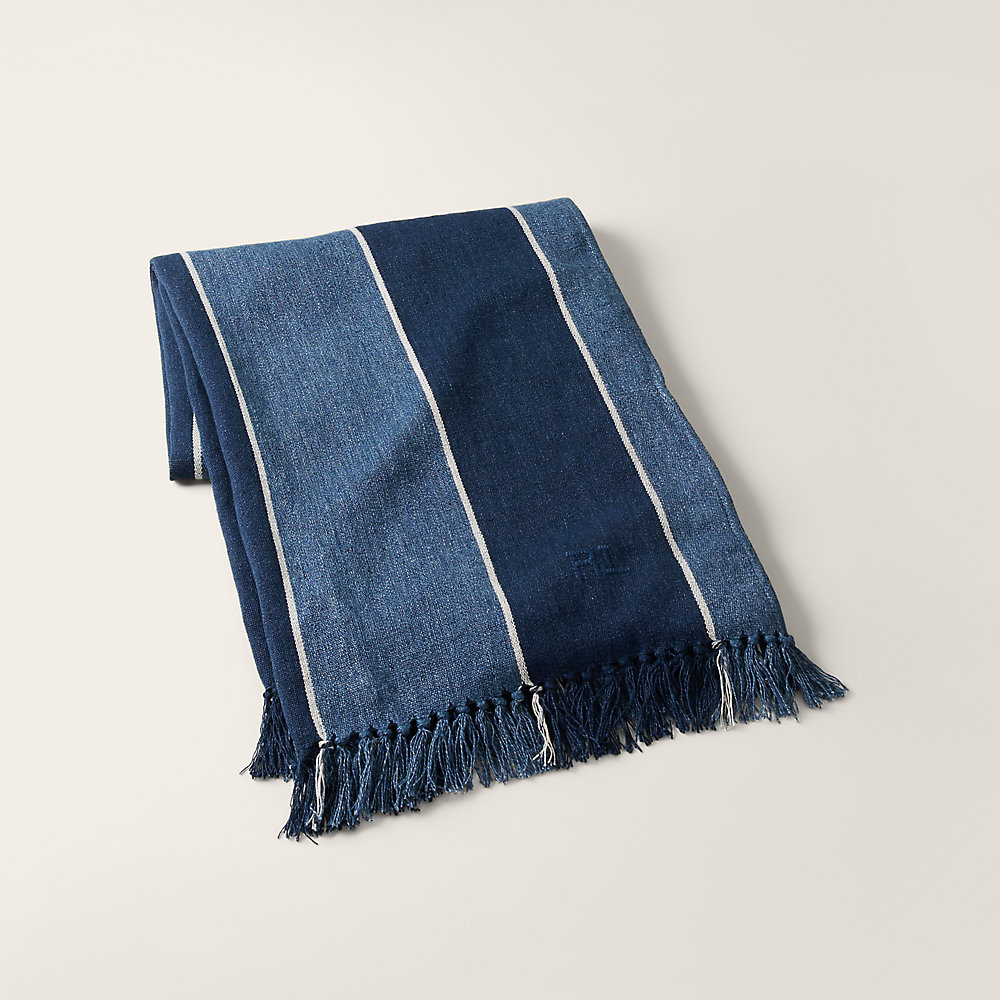 Ralph Lauren Collin Stripe Throw Blanket In Blue