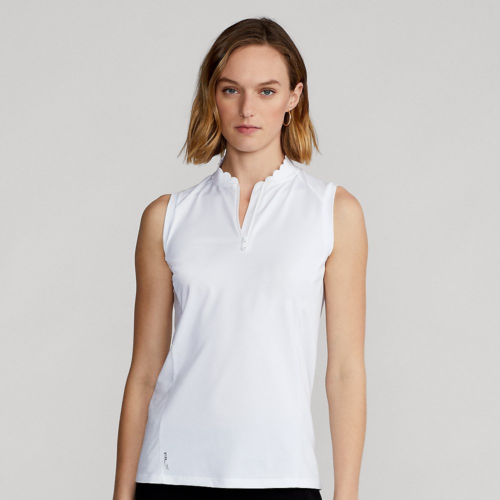 Rlx Golf Sleeveless Quarter-zip Polo Shirt In Ceramic White