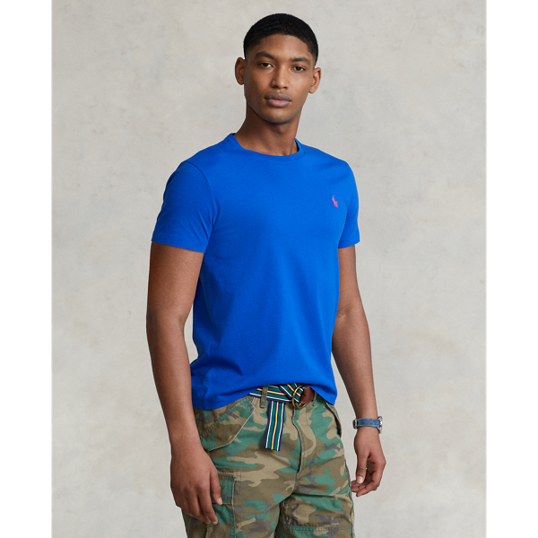 Ralph Lauren Custom Slim Fit Jersey Crewneck T-shirt In Pacific Royal