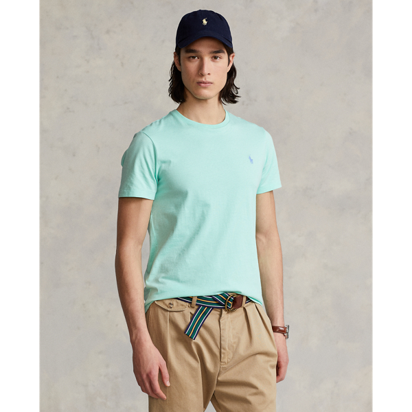 Ralph Lauren Custom Slim Fit Jersey Crewneck T-shirt In Aqua Verde