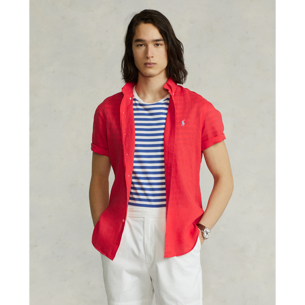 Ralph Lauren Classic Fit Linen Shirt In Racing Red