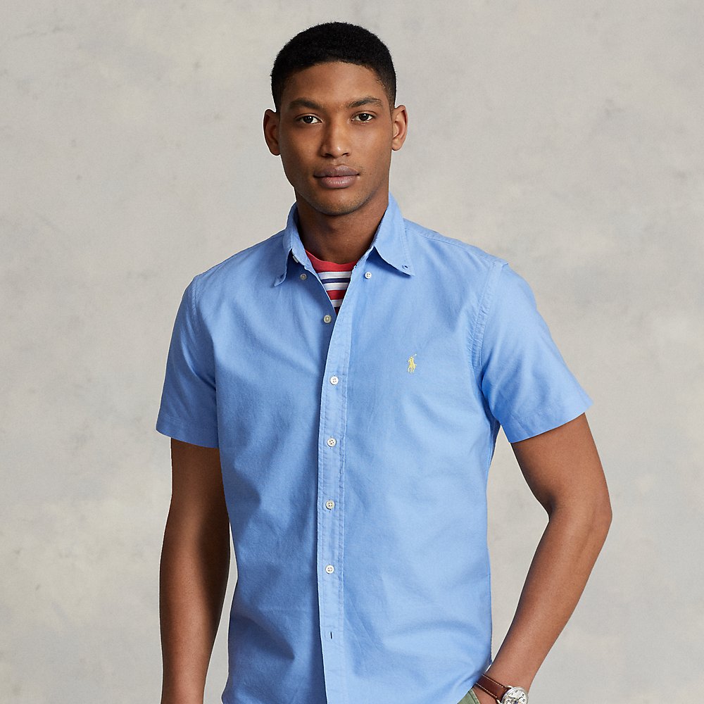 Ralph Lauren Classic Fit Garment-dyed Oxford Shirt In Harbor Island Blue
