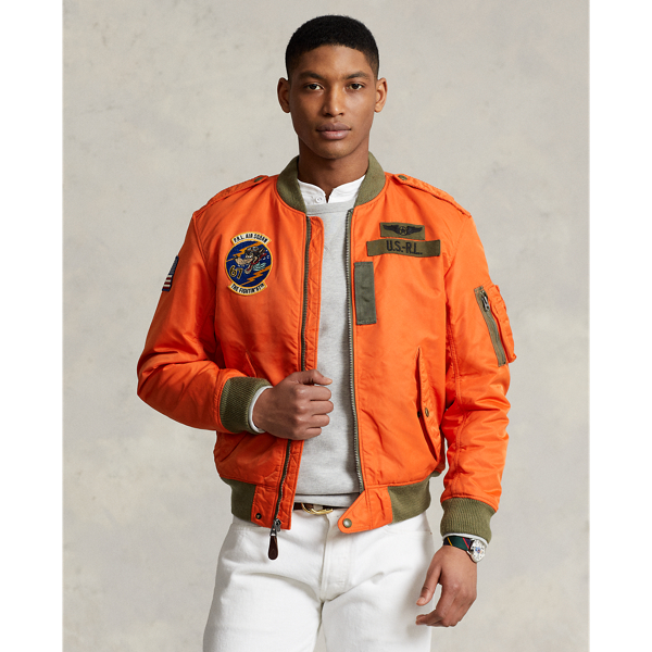 Ralph Lauren Twill Bomber Jacket In Coastal Orange | ModeSens