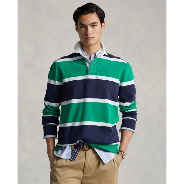 Ralph Lauren Classic Fit Striped Jersey Rugby Shirt In Cruise Green ...