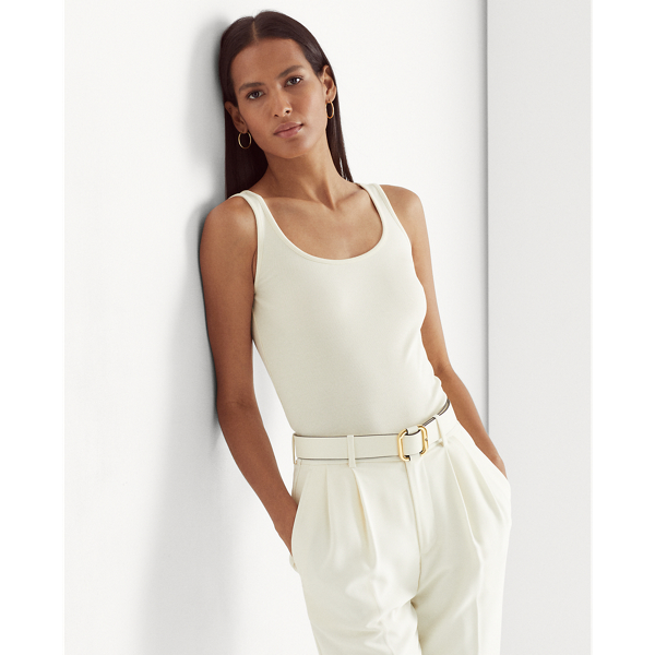 Ralph Lauren Cotton-blend Tank Top In Mascarpone Cream